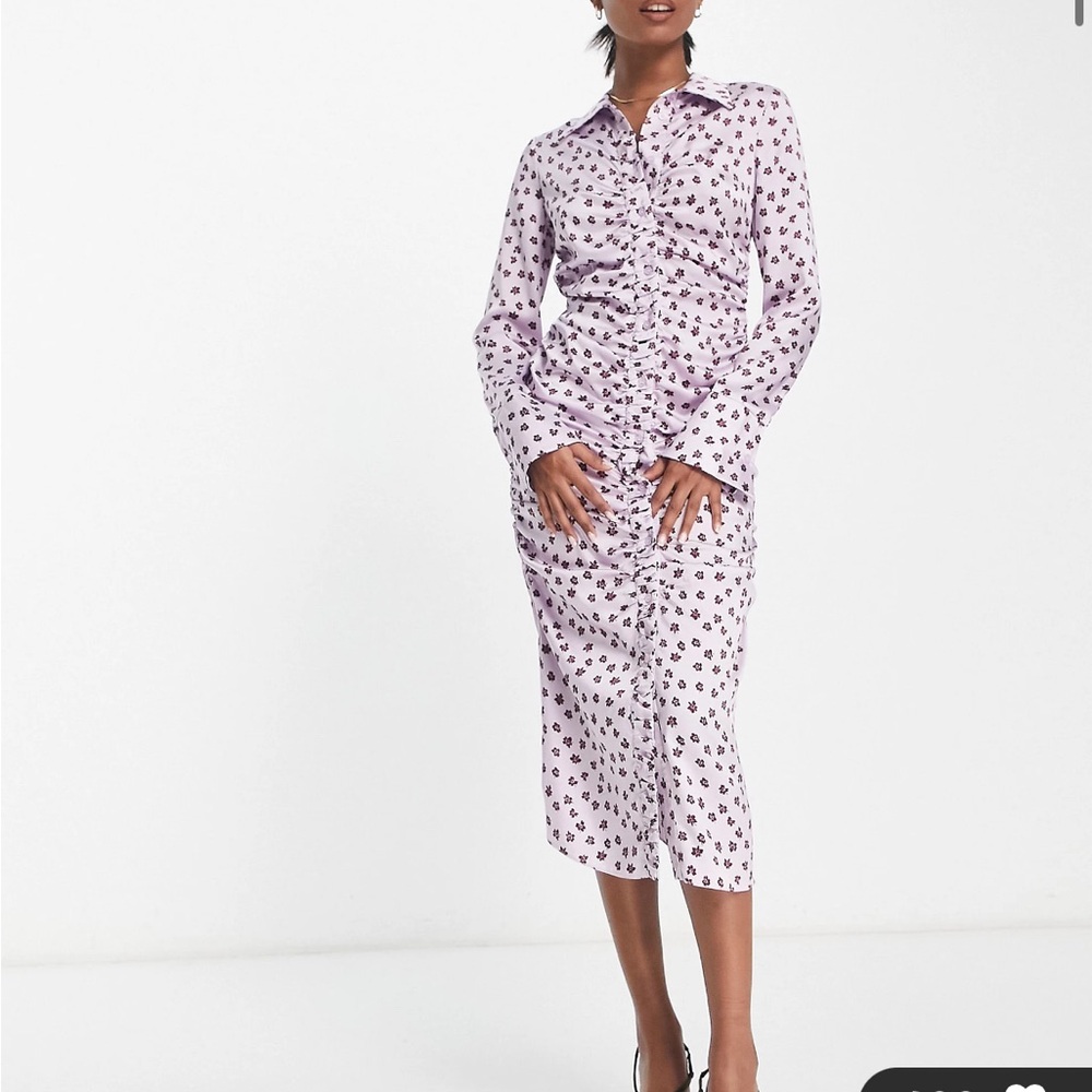 Asos floral ruched midi